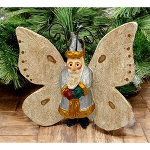 Vintage Handcrafted Santa Butterfly Christmas Tree Ornament R W Leeseberg 1999